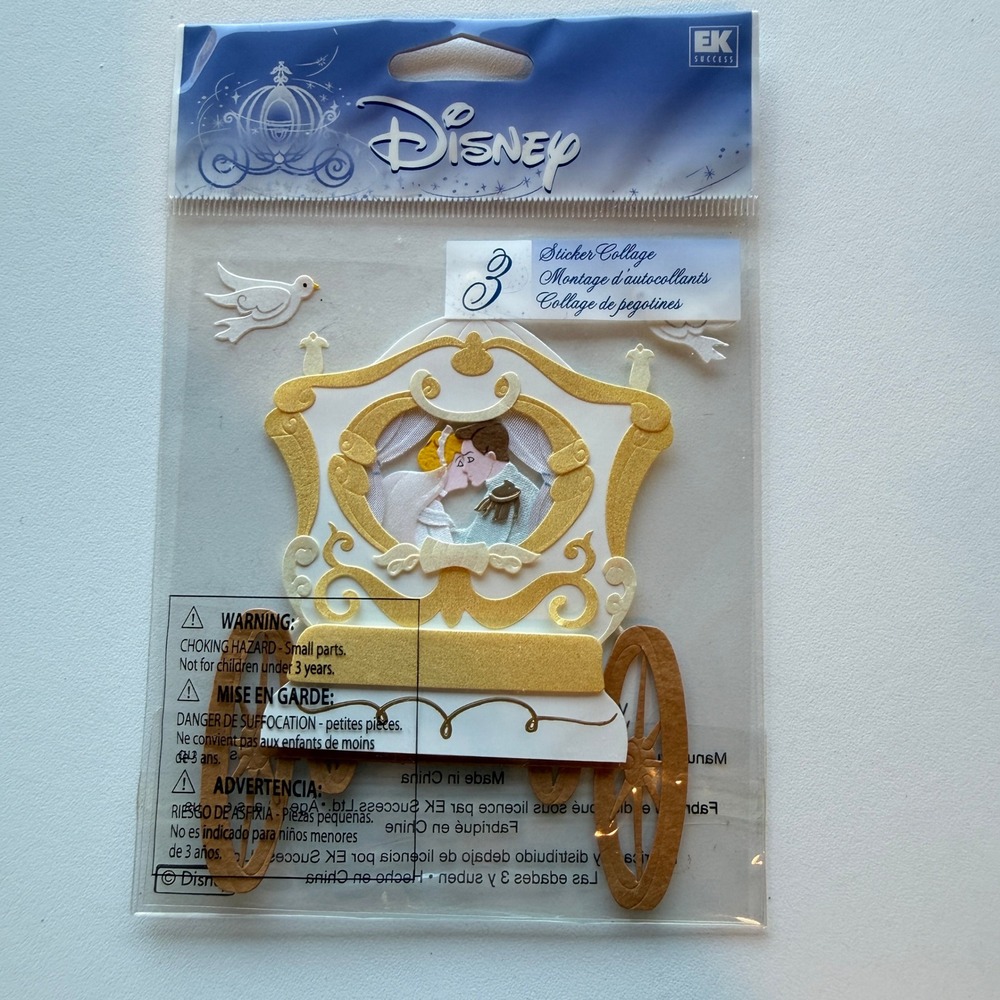 Disney EK Success Cinderella Kissing Carriage 3D Sticker Collage DJBP023 New